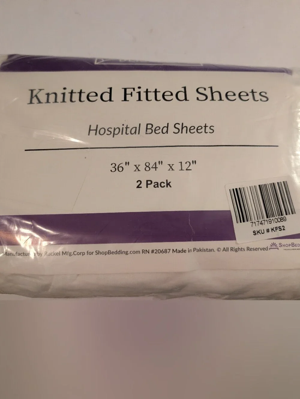 Knitted Fitted Hospital Bed Sheets - White (2 Pack)